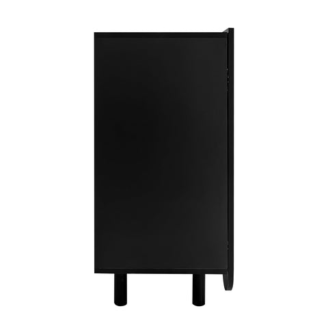 Rootz Sideboard with Teardrop Carving - Molded Doors - Buffer Hinge - Quiet Operation - 120x37.5x80.8 cm - Black