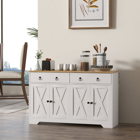 Rootz Buffet Storage Cabinet - Kitchen Furniture - Country Style - Adjustable Shelves - 121cm x 37cm x 75cm