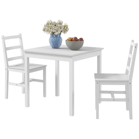 Rootz 3-Piece Dining Set - Kitchen Table Set - Small Dining Room Furniture - Space-Saving - Durable Pine Wood - 75cm x 75cm x 73cm Table - 41cm x 46cm x 86cm Chairs