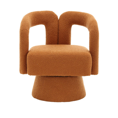 Rootz Swivel Office Chair - Bouclé Fabric - Barrel Design - 360-Degree Rotation - Dimensions: 67L x 55W x 74H cm