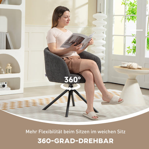 Rootz Rotatable Armchair - Upholstered Chair - Comfortable Seating - Supports up to 120kg - 58.5cm x 78.5cm, Grey