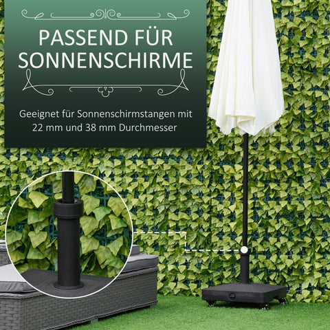 Rootz Parasol Stand with Roller - Umbrella Base - Garden Umbrella Holder - Ultimate Stability - High Mobility - Easy to Fill - 45L x 45W x 39H cm - HDPE Plastic