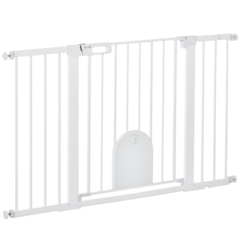 Rootz Door Safety Gate - Pet Barrier - Pet Gate - Automatic Closing - Enhanced Stability - Convenient Small Door - 75-131cm x 76cm - Metal, ABS