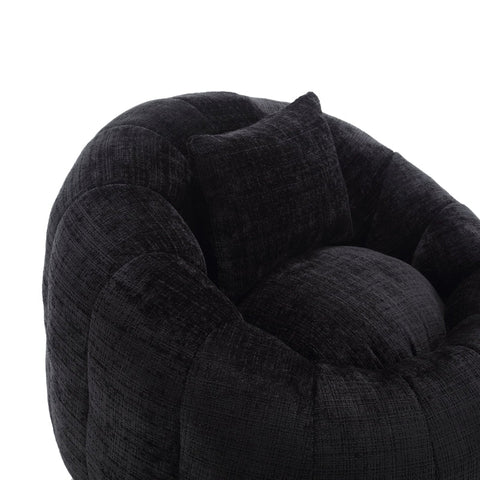 Rootz Round Bean Bag Chair - Rotating Seat - Pumpkin-Shaped Lounger - Maximum Comfort - 105x105x73cm - Chenille Upholstery
