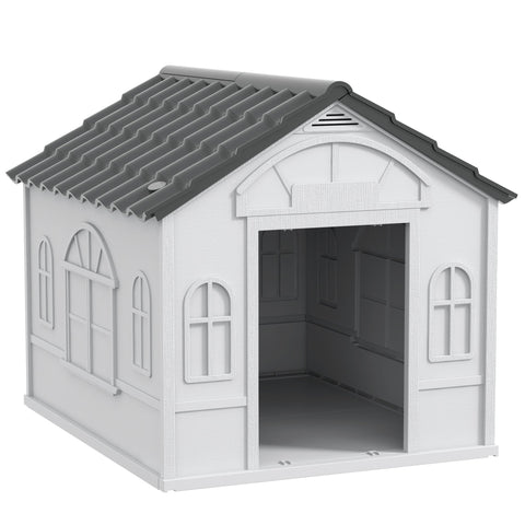 Rootz Dog Kennel - Outdoor Shelter - Weatherproof House - Durable Plastic - 65 x 75.7 x 63 cm - Optimal Comfort & Safety