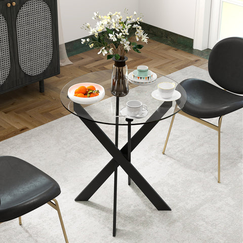 Rootz Modern Glass-Egg Table - Dining Table - Kitchen Table - Scratch-Resistant - 70cm Diameter x 75cm Height