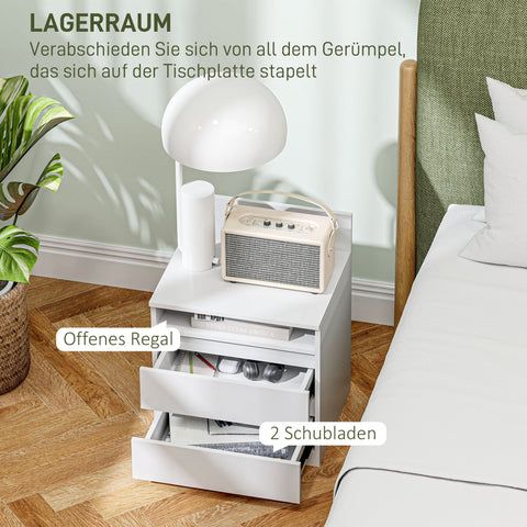 Rootz Bedside Table Set of 2 - Nightstands - Side Tables - Modern Minimalist Design - White - 39.6L x 32.3W x 50.4H cm