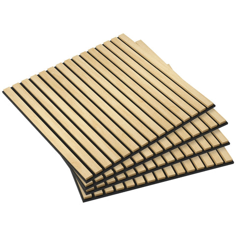 Rootz Acoustic Panels - Soundproofing Panels - Natural Wood Design - DIY Slat Wall - Noise Reduction - MDF & PET - 60cm x 60cm x 2.1cm