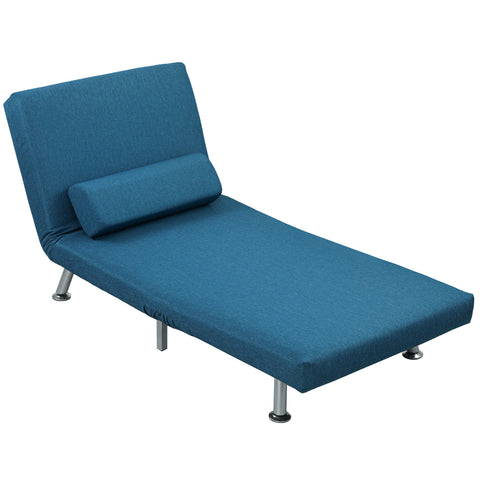 Rootz Folding Armchair Bed - Relax Chair - Convertible Sofa - Sleep Function - Adjustable Backrest - 75 x 70 x 75 cm - Blue
