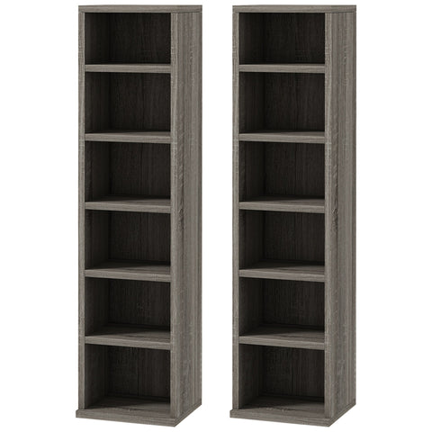 Rootz CD-DVD Storage Cabinet - Media Organizer - Shelving Unit - 204 CD Capacity - Durable Chipboard - 21x22.5x88.5cm - Grey
