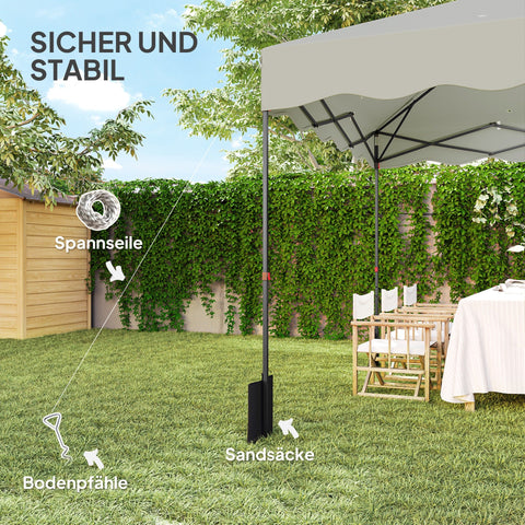Rootz Pop-Up Pavilion - Garden Tent - Height-Adjustable Canopy - UPF50+ Oxford Fabric - 297x297x287cm,Grey