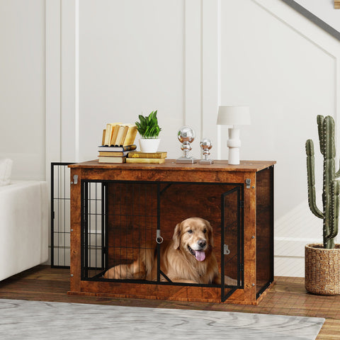Rootz Dog Transport Box - Stay Box for Pets - Secure Doors - Robust Design - 98 x 60 x 65.5 cm - Brown