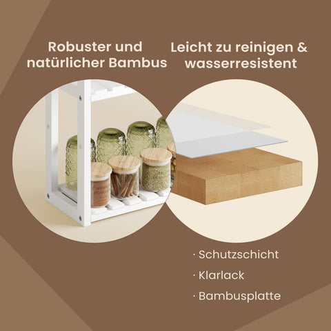 Rootz Bamboo Bathroom Shelf - Plant Shelf - Adjustable Shelves - Space-Saving - 60cm x 54cm x 15cm