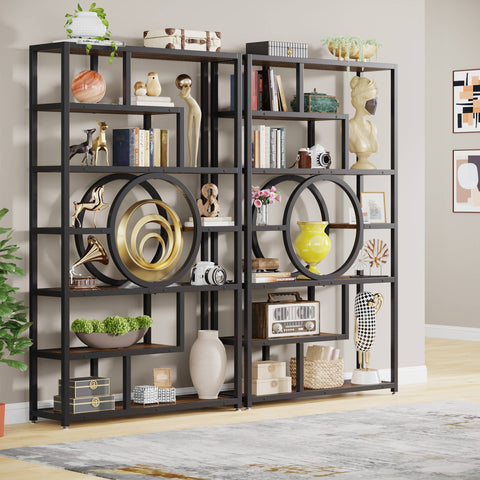 Rootz Industrial Bookshelf - Bookcase - Storage Shelf - Ample Storage - 110.00 cm W x 30.00 cm D x 184.00 cm H