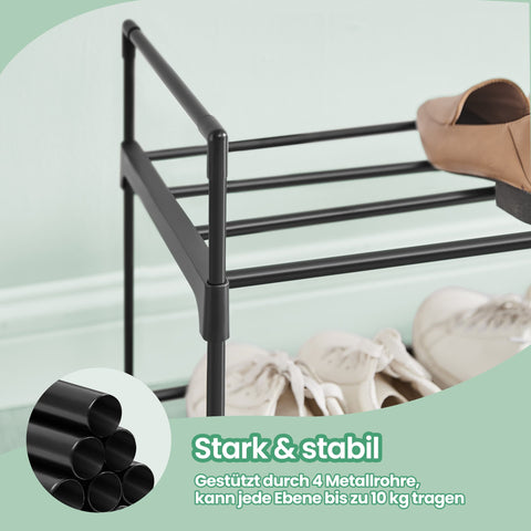 Rootz 2 Level Shoe Shelf - Metal Shoe Stand - Shoe Storage - Easy Assembly - 92cm x 30cm x 33cm