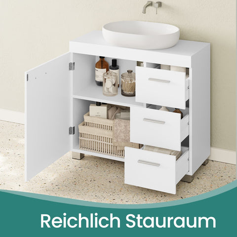 Rootz Sink Cabinet - Bathroom Cabinet - Vanity Unit - 3 Large Drawers - Maximizes Storage - 30 x 70 x 64 cm