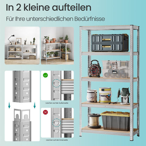 Rootz Heavy-Duty Storage Shelf - Warehouse Shelf - Steel Frame - Rust-Resistant - 180cm x 90cm x 40cm