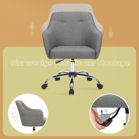 Rootz Height-Adjustable Computer Chair - Office Chair - Desk Chair - Ergonomic Support - 65 x 69 x (83-93) cm