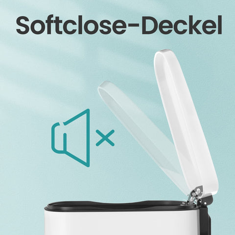 Rootz Trash Can - Pedal Bin - Waste Container - Quiet Closure - 50L - 42.4cm x 32cm x 65cm