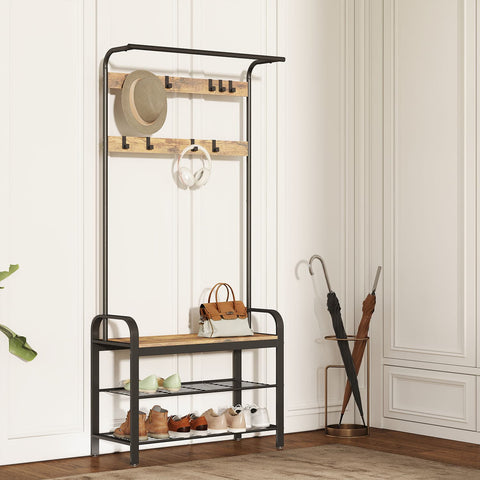 Rootz Clothing Rack - Cloakroom Furniture - Entrance Stand - Space-Saving Design - 32x70x175 cm