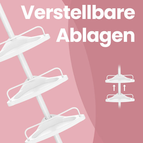 Rootz Telescopic Shower Shelf - Bathroom Organizer - No-Drill Storage - Adjustable Height - 85cm to 305cm - Steel & PP - 25cm x 25cm x 35cm