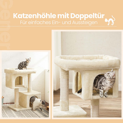 Rootz Cat Tree for Large Cats - Scratching Post - Luxury Cat Tower - Sisal Rope - 60cm x 40cm x 84cm