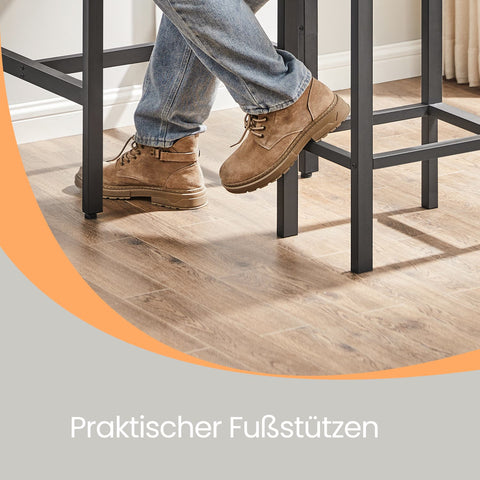 Rootz Dining Table Set with Chairs - Bar Table - 2 Stools - Space-Saving Design - 60x60x90cm Table, 30x40x65cm Stools