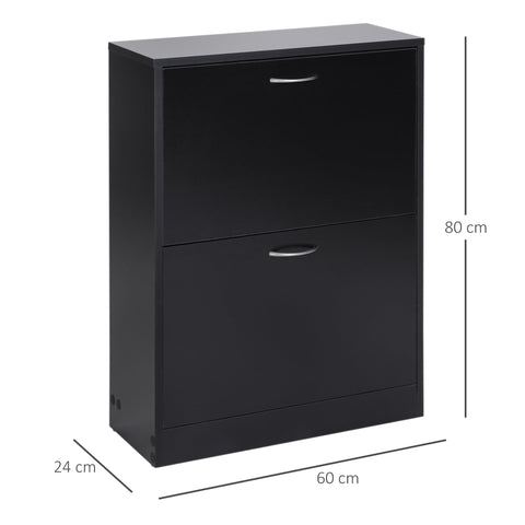 Rootz Shoe Cabinet - Shoe Rack - Footwear Storage - Modern Design - 60L x 24W x 80H cm - Black