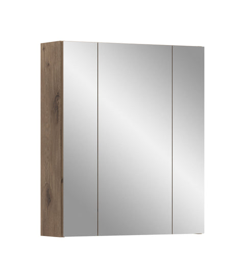 Rootz Mirror Cabinet - Bathroom Storage - Wall Cupboard - High-Quality MDF - 60x70x18cm - Grey and Brown