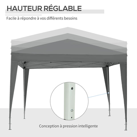 Rootz 3x3m Pavilion Party Tent - Folding Canopy - Event Marquee - Easy Assembly - 295cm x 295cm x 258cm