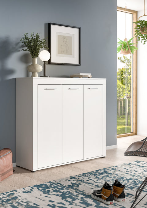 Rootz Shoe Cabinet - Footwear Storage - Entryway Organizer - 12 Compartments - White Chipboard - 120x108x37cm