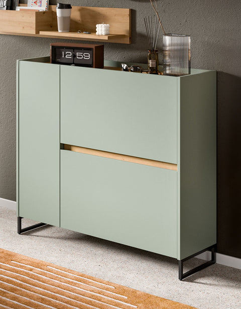 Rootz Shoe Cabinet - Footwear Storage - Shoe Organizer - Easy-care Surface - 97cm x 110cm x 32cm