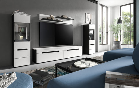 Rootz Living Room Set Combination - Furniture Set - Display Cabinets - Cool White Lighting - 272cm x 141cm x 33cm