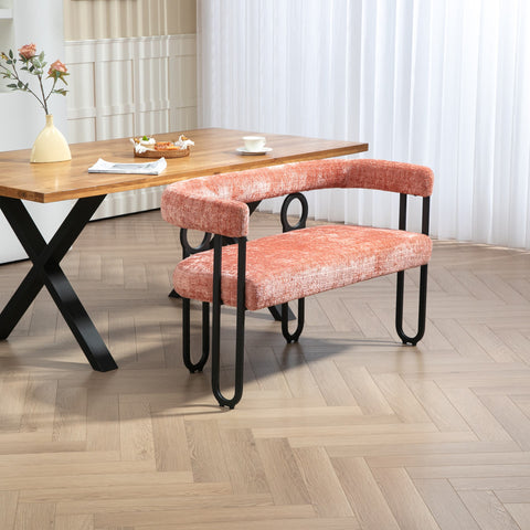 Rootz Double Sofa Modern Design - Chenille Seating - Pink Couch - High-Density Foam Comfort - 118L x 53W x 71H cm