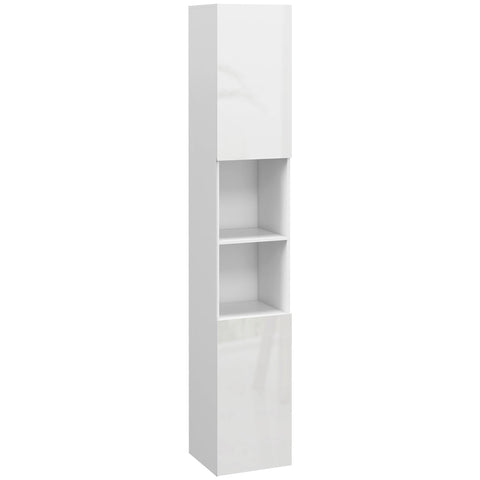 Rootz Bathroom Tall Cabinet - Storage Unit - Space-Saving - Adjustable Shelves - 30 x 30 x 181.5cm White
