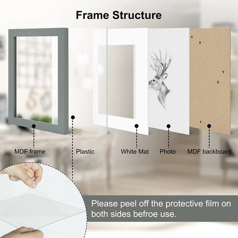 Rootz 3 Piece Picture Frame Set - Photo Gallery - MDF Frames - Protect Photos - Grey MDF Plate - 20x30 cm