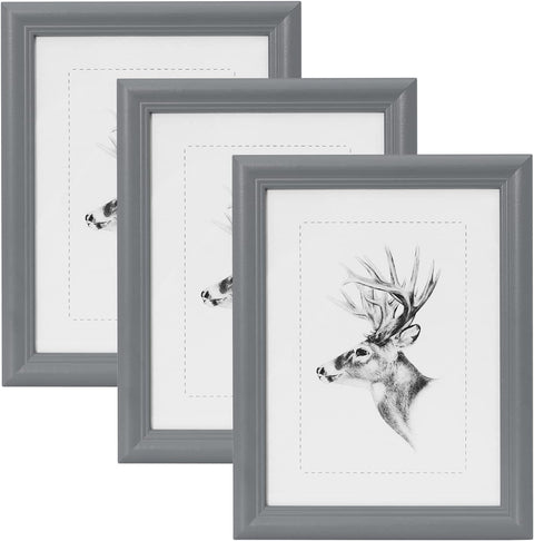 Rootz 3-Set Wood Picture Frames - Photo Frames - Artos Style - Real Glass Pane - 15x20 cm - Interchangeable Display Options