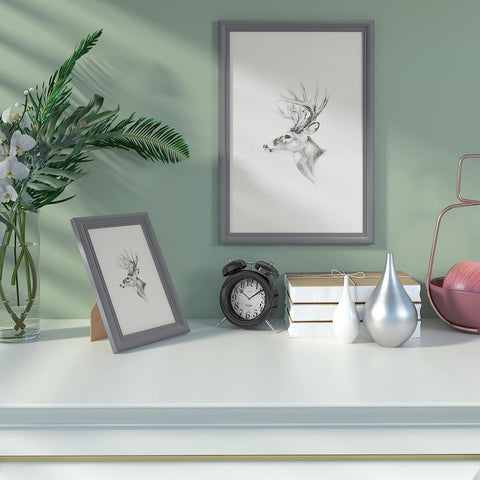 Rootz 3-Set Picture Frame - Photo Frames - Wall Decor - Solid Wood & Real Glass - Grey Artos Style - 30x40 cm