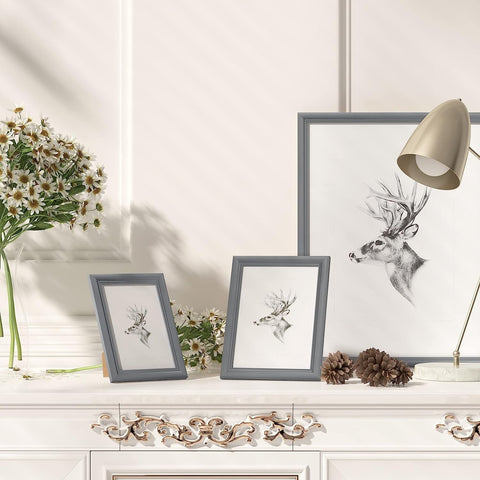 Rootz 3-Set Picture Frame - Photo Display - Artos Style - Preserves Memories - Wood & Glass - Grey A4 21x29.7cm