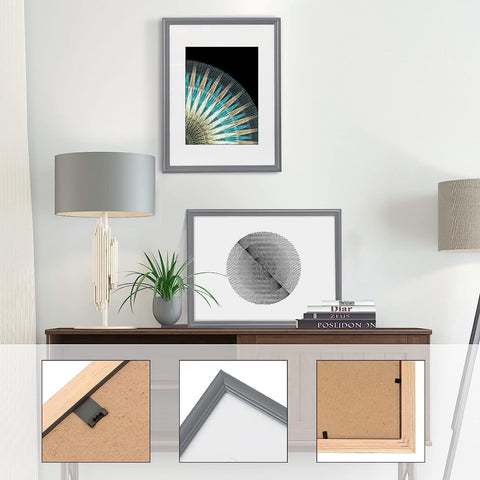 Rootz 3-Set Picture Frame - Photo Frames - Wall Decor - Solid Wood & Real Glass - Grey Artos Style - 30x40 cm