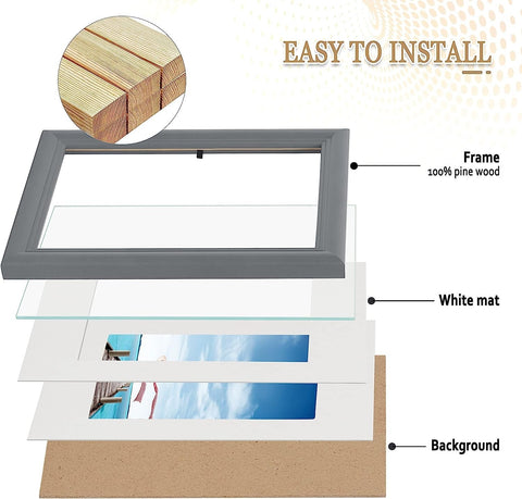 Rootz 3-Set Wood Picture Frames - Photo Frames - Artos Style - Real Glass Pane - 15x20 cm - Interchangeable Display Options
