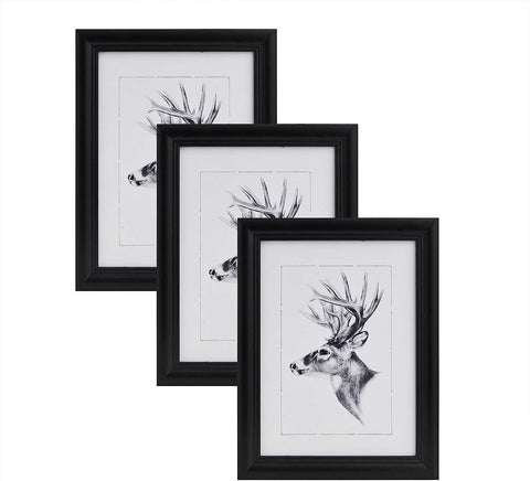 Rootz 3-Set Wood & Glass Picture Frames - Photo Frames - Artos Style - Preserves Memories - 21x29.7cm A4 Black