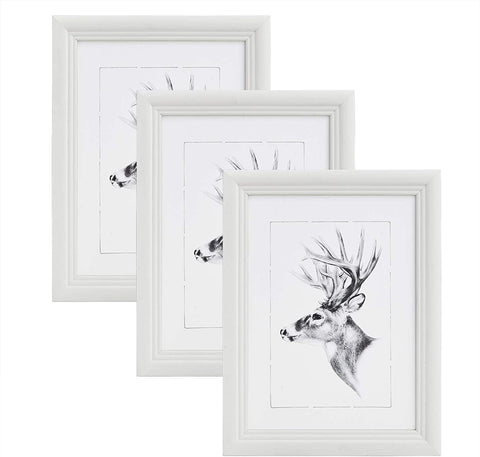 Rootz 3-Piece Set White Picture Frame - Photo Frames - Artos Style Frame - Durable Solid Wood & Real Glass - 20x30 cm