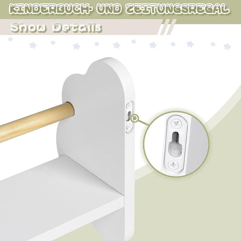 Rootz 3 Set Children's Bookshelf - Kids Room Storage - Wall Mounted Shelves - Pine Wood MDF - Cute Cloud Shape - 55 x 12.7 x 23cm