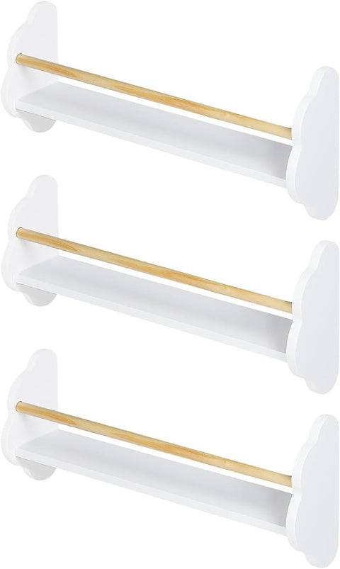 Rootz 3 Set Children's Bookshelf - Kids Room Storage - Wall Mounted Shelves - Pine Wood MDF - Cute Cloud Shape - 55 x 12.7 x 23cm