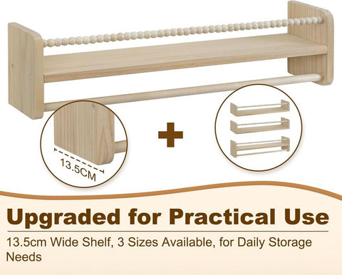 Rootz 3 Piece Set Children's Bookshelf - Wall Shelf - Solid Wood Storage - Montessori Design - 60cm x 15cm x 14cm