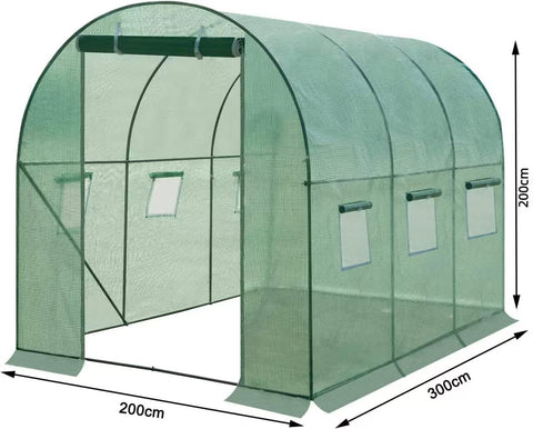 Rootz Premium Large Greenhouse - Garden Enclosure - Plant House - Optimal Growth, Durable, Easy Assembly - 300cm x 200cm x 200cm - Galvanized Steel & PE Mesh