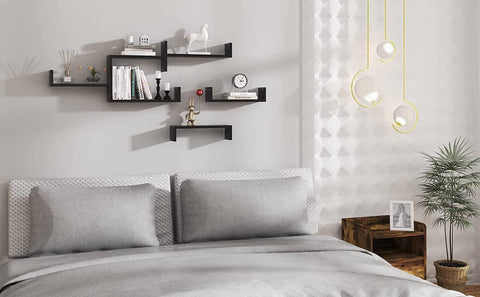 Rootz U-Shaped Wall Shelves Set - Floating Shelves - Display Shelves - E1 MDF - Space Saving - PVC Material - 26cm x 9.7cm, 34cm x 7.5cm, 42cm x 9cm