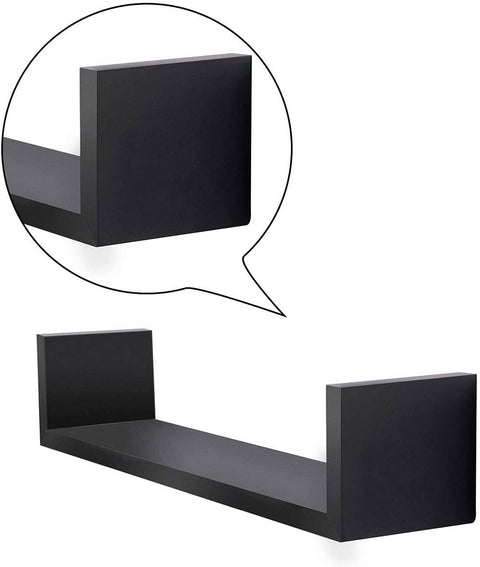 Rootz U-Shaped Wall Shelves Set - Floating Shelves - Display Shelves - E1 MDF - Space Saving - PVC Material - 26cm x 9.7cm, 34cm x 7.5cm, 42cm x 9cm