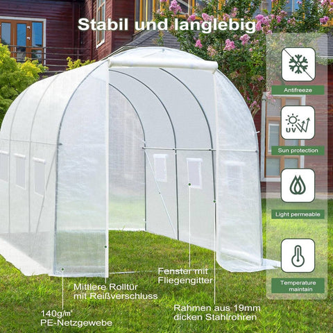 Rootz Premium Large Walk-In Greenhouse - Garden Greenhouse - Plant Shelter - Weather-Resistant PE Mesh - Spacious 6m² Interior - Sturdy 19mm Steel Frame - 300cm x 200cm x 200cm